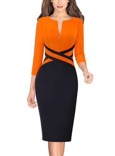 Image of VFSHOW Womens Front Zipper Work Office Business Casual Church Sheath Dress