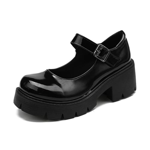 Mary Janes Shoes for Women Chunky Mary Jane Platform Low Heel Round Toe Dress Shoes Oxfords Women's Pumps