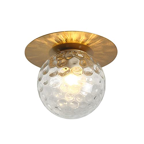 RUTXE Nordique moderne motif d'eau boule de verre plafonnier 1 lumière entrée porche globe plafonnier chambre minimaliste plafonniers pour couloir foyer salon salle à manger cuisine (Gold 1)