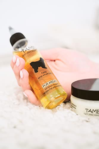 Tamei Bio Fellöl Argan für Hunde bei trockener Haut und trockenem Fell - 100ml - bringt Glanz sättigt kurzes und langes Fell - vegan