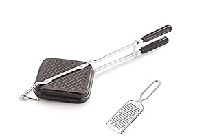 DEZEEN Grill and Toast Sandwich Maker with Non-Stick Cookware With Cheese Grater, 1 Piece, Black.