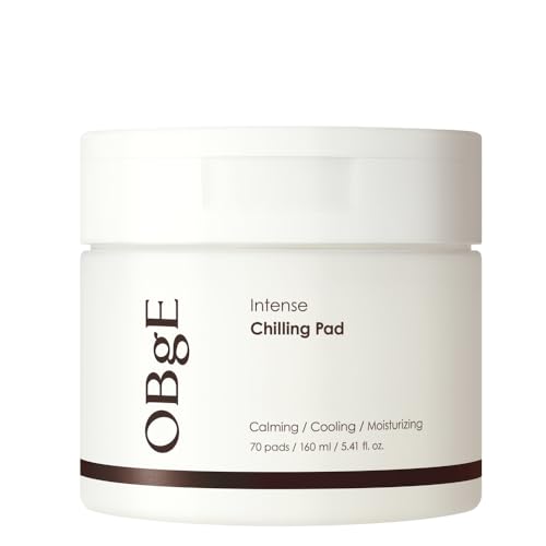 OBgE Intense Chilling Pad (70 count) - Toner Pads for Men. Soothe Hydrate & Cool Daily Skincare. Vegan Cotton with Rosemary Extract 78% Herbs LHA PHA.