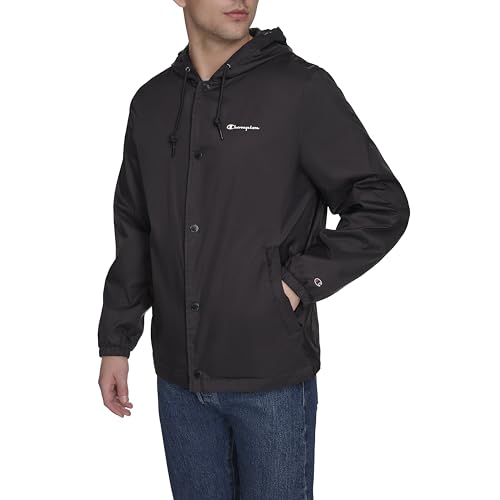 Champion Men's Hooded Coaches Rain Jacket, Black, XX-Large3
