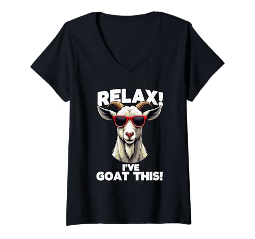 Womens Goat Design for Men Women Goat Themed Domestic Funny V-Neck T-Shirt