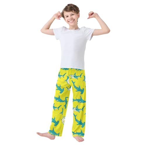 Blue Hammerhead Sharks Yellow Boys Pants for Kids Jogger Pants with Pockets S-XL2