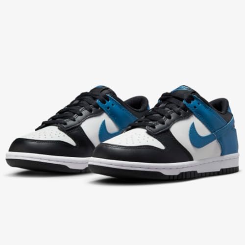Nike Dunk Low Big Kids' Shoes (DH9765-104, Summit White/Black/White/Industrial Blue) Size 5