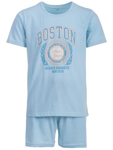 Henry Terre Herren Pyjama Shorty Paul Boston Schlafanzug Set M-5XL Baumwolle Shorts & Kurzarm-Shirt Sportliches Design Sommerschlafanzug,...