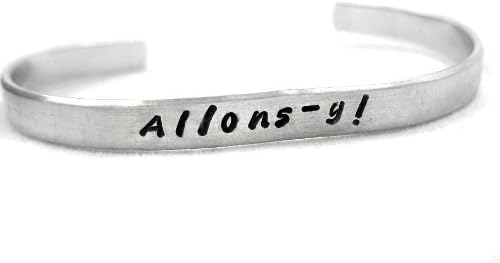 Allons-y! - Hand Stamped Aluminum Bracelet, Inspired by Doctor Who