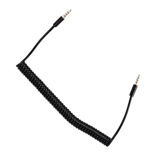 Giuneuow 3.5mm Macho A Macho Jack 4 Cable Espiral Enrollado de Audio Auxiliar de Extensión 1.5M