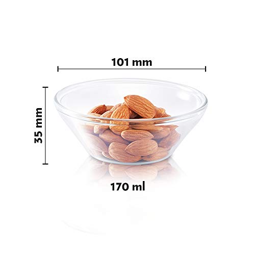 Image of Borosil Vision Small Squat Glass, 205ml+ 20ml, Set of 6 & Venus Glass Katori Set, 170ml, Set of 6, Transparent Combo