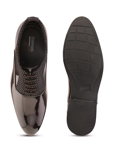 Image of STANPHORD Mens Lustrewalk Formal Lace-Up Shoes - Glossy Formal, Stylish Wedding & Office Dress Shoes for Men