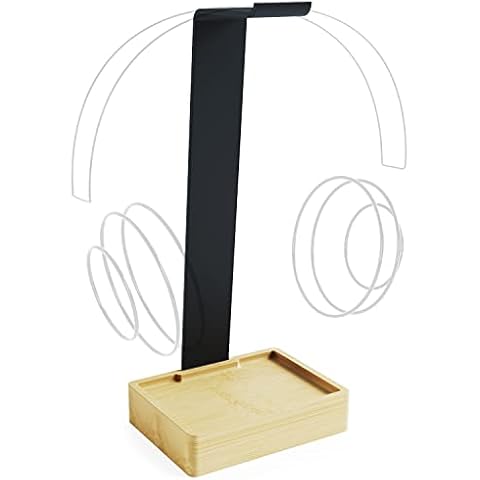 KD Essentials - Headset stand & headphone holder, plastic-free, made of extremely stable metal and bamboo - practical holder protects the headset and ensures more order on the desk Cover