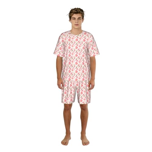Pyjama 2 pièces homme tasses à thé et roses style shabby