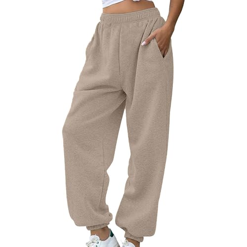 Jogginghose Damen Lang Baumwolle - Sporthose Gummibund Stoffhose Mit Taschen High Waist Trainingshose Loose Fit Freizeithose Bequeme Lockere Sweathose Baggy Y2K Laufhose Yogahose Jogginghose Damen Lang Baumwolle - Sporthose Gummibund Stoffhose Mit Taschen High Waist Trainingshose Loose Fit Freizeithose Bequeme Lockere Sweathose Baggy Y2K Laufhose Yogahose