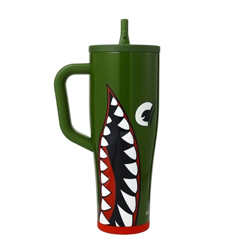 Image of Ice Shaker 40 oz Tumbler with Handle and Straw | 40oz Bomber Green | Cold for 30+ Hours | 2-in-1 Tumbler Shaker Bottle | Odor-Free 40 ounce Bottle for Water, Protein Shakes, Smoothies, Cocktails