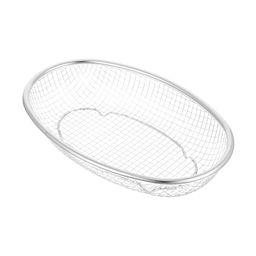 LOLIPPYY ステンレス製オーバルバスケット 省スペース設計で水切れ良好 野菜果物の水切りや収納に 耐久性に優れ錆びに強いキッチン用メッシ