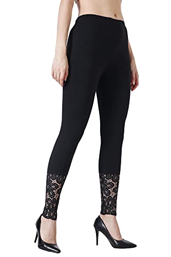 Image of Women's Soft & Stretchable Cotton Leggings Lace Ankle Length Color