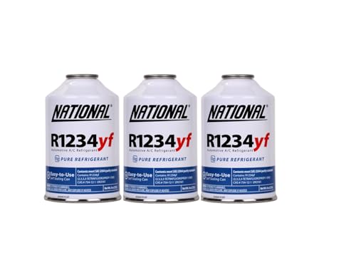 National R1234YF Refrigerant Automotive Replacement for MVAC | 8oz Can with self Sealing Valve for AC Recharging (3 Cans)