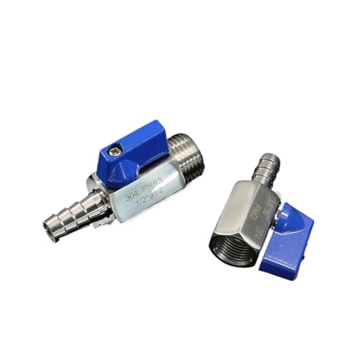 EXHOYAJB 1 Uds 304 Acero Inoxidable 1/8 1/4 3/8 1/2 BSP x 7/8/10/12mm Espiga for Manguera Mini válvula de Bola Sanitaria Accesorios de tubería caseros con Azul(MALE-9MM Barb,1/8 Inch)