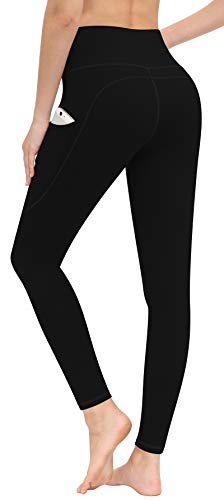 CUGOAO High Waist Yoga Pants, Yoga Pants with Pockets Tummy Control Workout Pants Pocket Leggings (Black, X-Large)