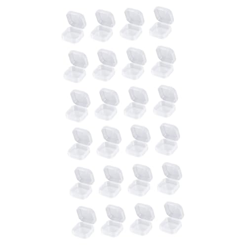 Image of STOBOK Pcs Mini Clear Plastic Storage Boxes with Hinged Lids, Portable Transparent Square Containers for Organizing Small Items, Jewelry, Crafts, and Hardware
