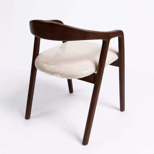 Image of Sheesham Wood Dining Chair with Upholstered Seat - Modern Scandinavian Style Solid Wood Chair for Dining Room, Living Room or Office (Light Walnut Finish)