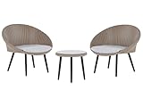 Beliani Gartenmöbel Set natürlich Rattan für 2 Personen mit Auflagen Hellbeige Ortigia