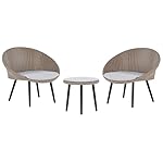 Beliani Bistro-Set Rattan für 2 Personen Hellbeige