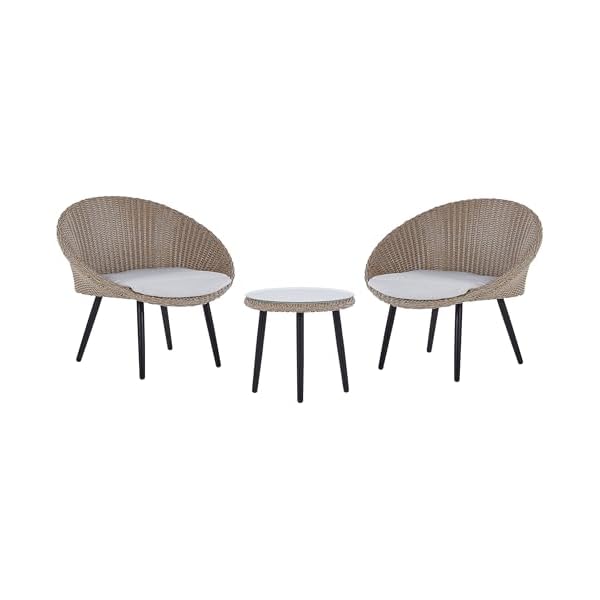 Beliani Bistro-Set Rattan für 2 Personen Hellbeige
