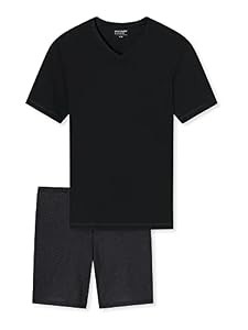 Uncover by Schiesser Herren Pyjama Kort Schlafanzug kurz, Schwarz, 52 EU