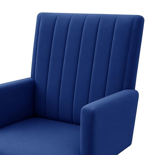 Image of Rosebell Modern Velvet Office Chairs Set of 2 with Armrests & Metal Legs | Upholstered High Back Leisure Chairs for Living Room, Bedroom, Office, Cafe & Dining Room | Blue