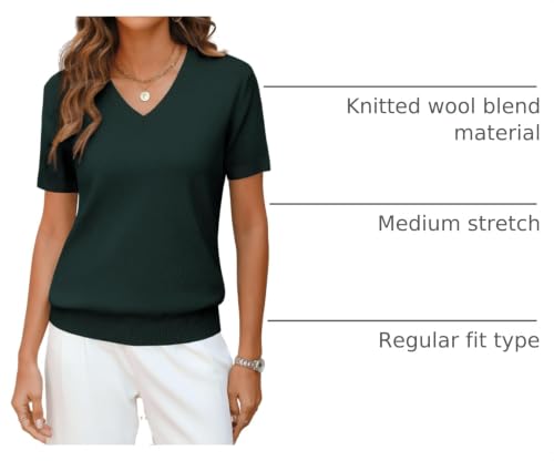 Image of ANRABESS Womens Short Sleeve Sweater Top Wool Blend Business Casual Outfits | V Neck Knit Lightweight Sweater,Summer Relaxed Fit Pullover Shirts,Soft Work Office Top,Everyday 2026 Fall Spring Clothes