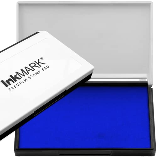 InkMark Premium Stamp Pad Large Size 4" x 7" - for Traditional Rubber Stamps - Blue Color
