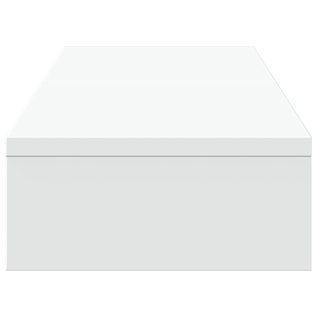 Supporto per monitor regolabile bianco, 80 x 24 x 10,5 cm, in legno per postazione di lavoro ergonomica, regolabile in altezza, con spazio portaoggetti, adatto per due monitor, ideale per