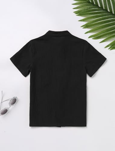 OBEEII Mexican Shirts for Boys Traditional Embroidered Shirt Toddler Kids Mexico Short Sleeve Guayabera Button Down Shirt3