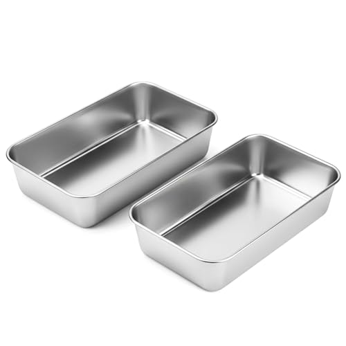 WUISOLQP Loaf Tin Set of 2, Stainless Steel Bread Tins Rectangular Bakeware Non Stick Healthy...