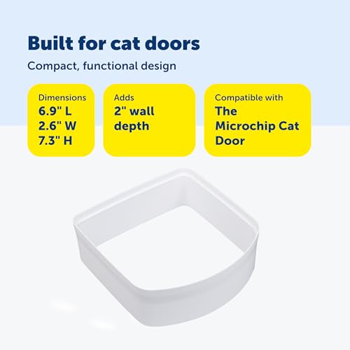 PetSafe - Tunnelverlängerung für manuelle oder elektronische Katzenklappe. 5 cm zusätzlich pro Verlängerung, für Dicke Türen oder Wände, 168 mm x 165 mm, weiß, 1 Stück