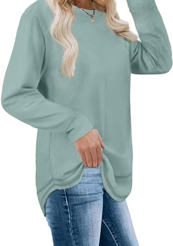 EUHOM Damen Sweatshirt Pullover Basic Langarmshirt Oversize Rundhals Langarm Pulli Herbst Winter Casual Oberteile Tops für Leggings - Image 4