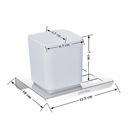 Image of Plantex (Primax) Stainless Steel with ABS Material Tumbler Holder /Tooth Brush Holder /Organizer /Bathroom Accessories - Wall Mount