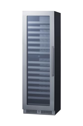 Summit 24"Wine Cellar, 98 Bottle, Shallow Depth, Dual Zone Winecellar, Stainless Steel- SDHWC98LHD on Fridge.com