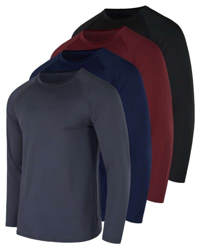 Image of Real Essentials 4 Pack: Men's Compression Long-Sleeve T-Shirt Athletic Cold Weather Baselayer (Available in Big & Tall)