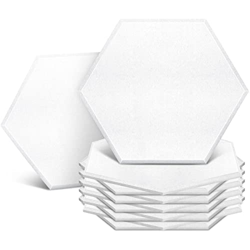 XTUGA 12 Packs de panneaux acoustiques hexagonaux, 14" X 12" X 0.5" Panneau acoustique haute densité pour studio/maison/bureau (blanc) Cover