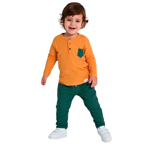 deiko Conjunto de ropa de bebé para bebé, niños, niñas, unisex, 100% algodón, ropa infantil, camiseta + pantalones, camiseta y pantalones de manga larga de 2 piezas con bolsillos, naranja, 2-3 Jahre