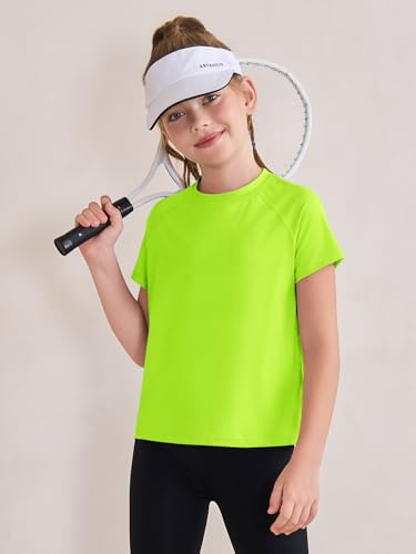 Image of Haloumoning Girls Athletic Shirts Short Sleeve Quick Dry T-Shirt Kids Summer Tee Tops 5-14Y