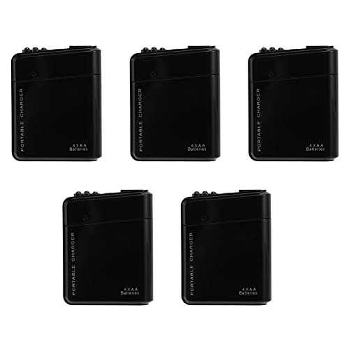 Oikabio 5 cargadores de energía de emergencia portátiles con 4 pilas AA, color negro, USB para teléfono celular