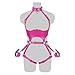GQABXKDQO Adjustable Harness Fashion Female Garter Belt Set Sexy Bra Suspenders Belts Clubwear Erotic Lingerie(Rojo)