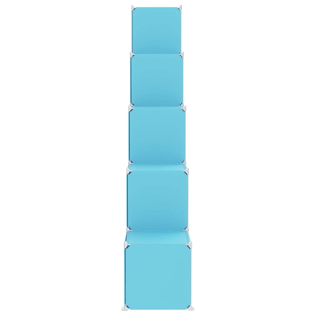vidaXL Kinderschrank Modular mit 15 Würfeln, Regalsystem mit viel Stauraum, Würfelregal mit Stahlrahmen, Kinderregal Regal Aufbewahrungsschrank, Blau PP