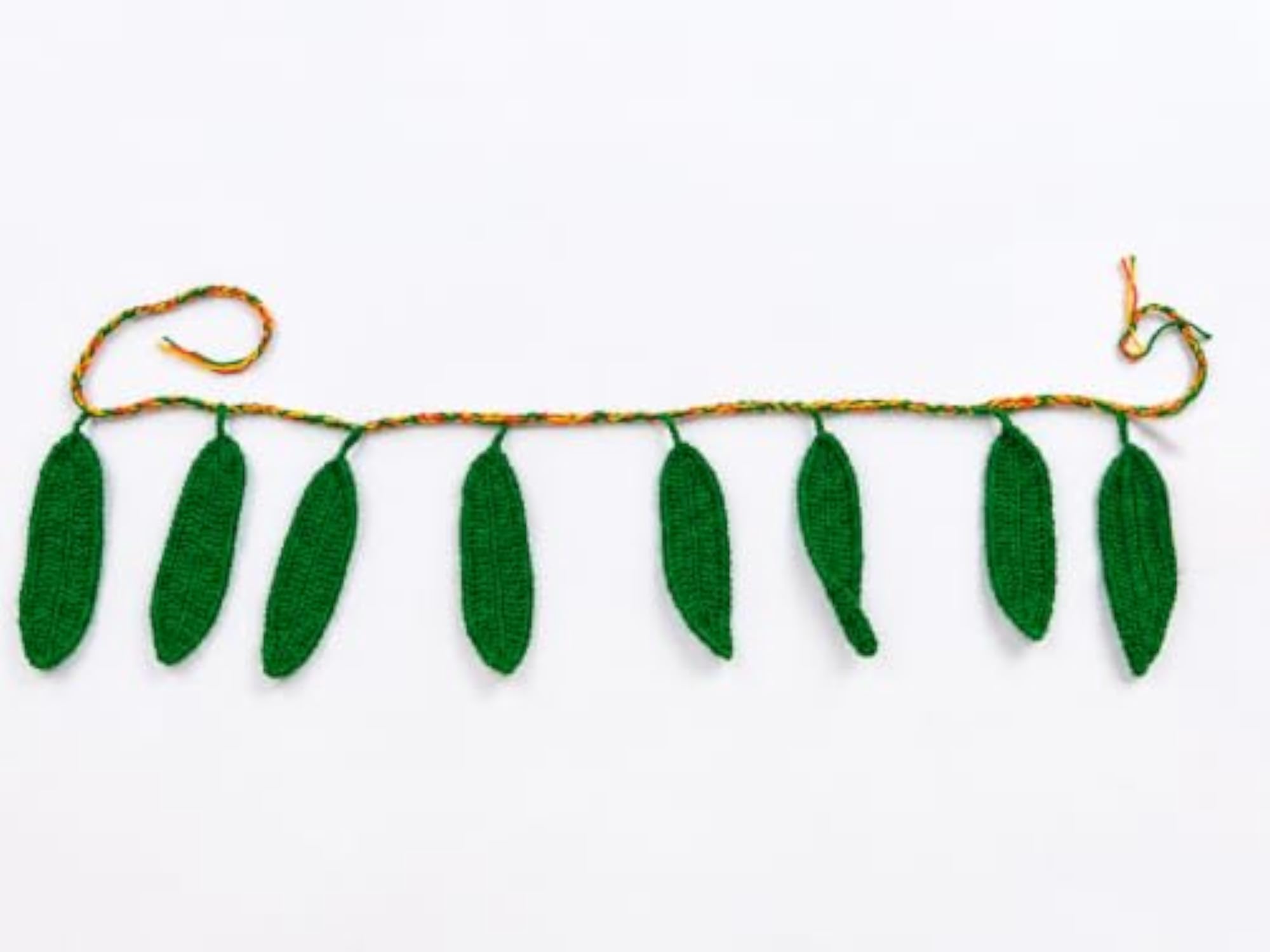 Green Crochet Leaf Garland Hanging Decoration