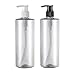2 PCS 500 ML 17OZ Vide Rechargeable En Plastique Clair Presse Pompe À Bouteille avec Couleur Aléatoire Tête De Pompe Lotion Shampooing Douche Gel Conteneur Douche Salle De Bains Fournitures