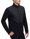 baleaf Men's Cycling Jacket Puffer Lightweight Coat Windproof Warm Winter 5 Pockets Packable Running Hiking Black M